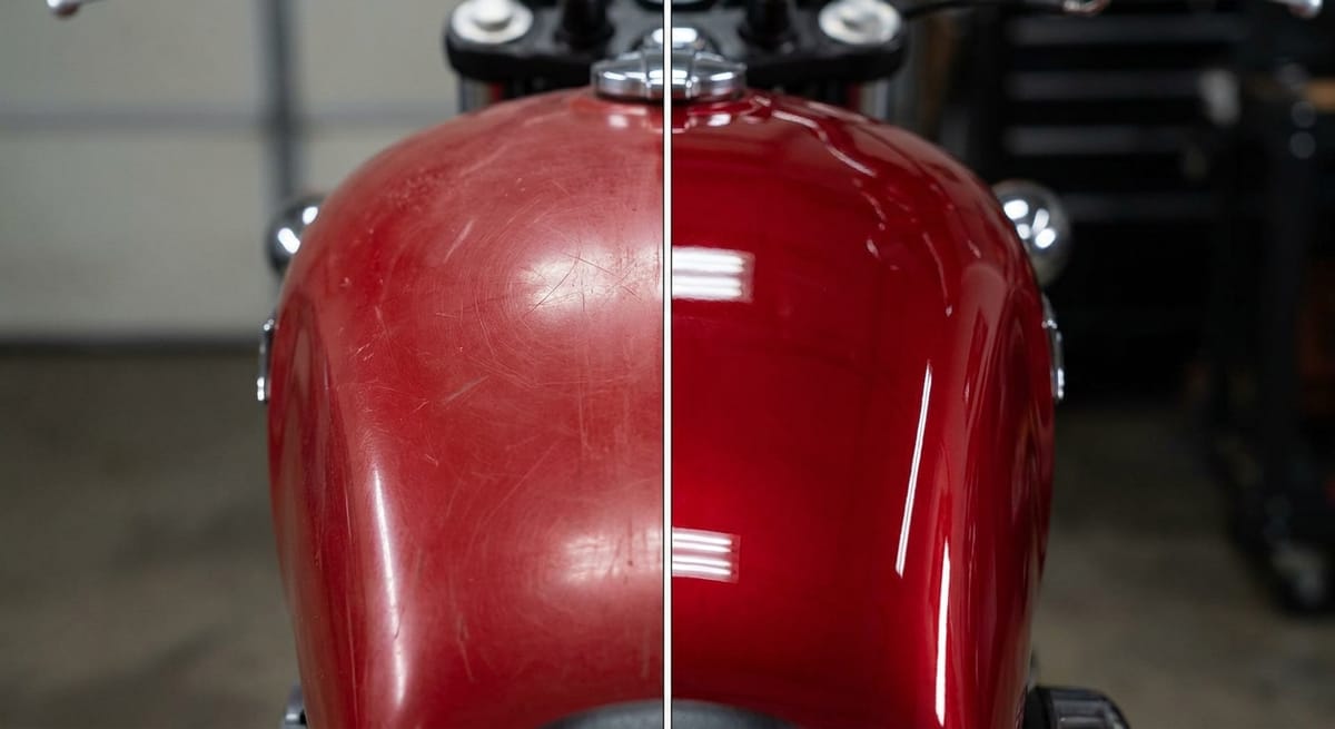 After — Motorcycle Tank — Paint Correction