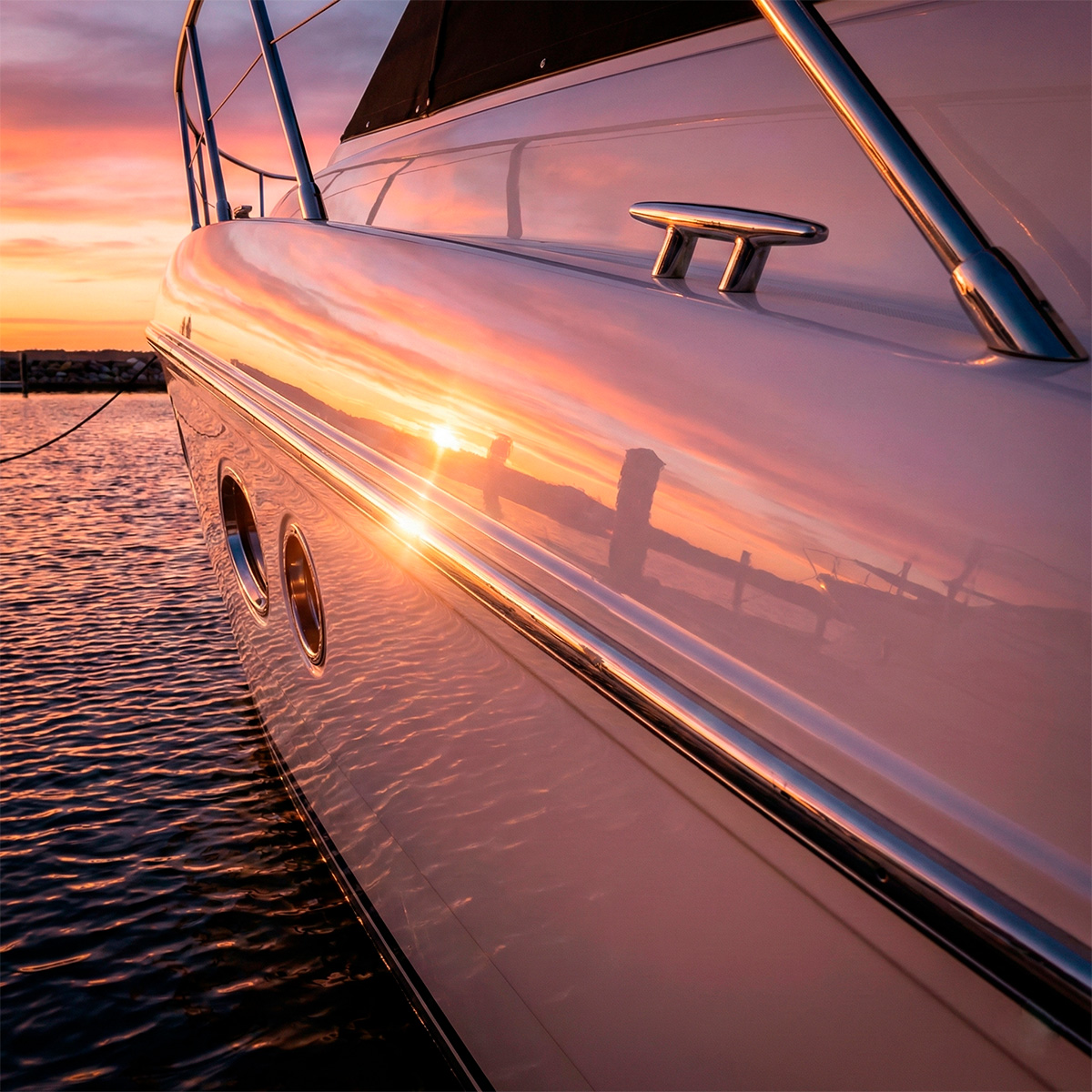 Yacht gelcoat polishing result